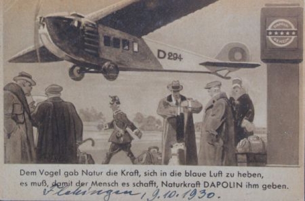 Dapolin Gasstation Aeroplane 1930 Advertising-Postcard (7817)